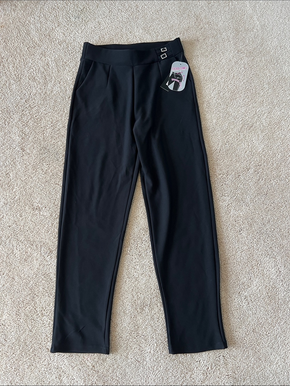 Womens Black Dressy Stretch Straight Leg Pants New With Tags